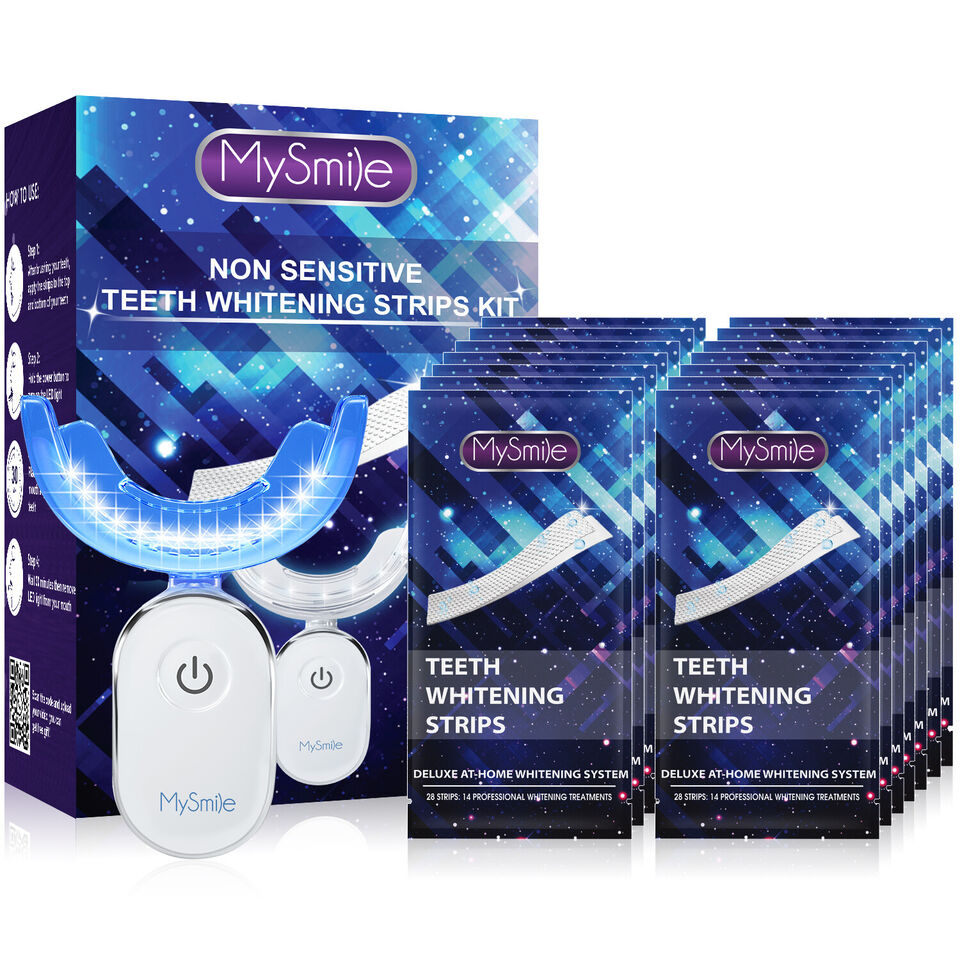 MySmile Teeth Whitening Strips Kit with 28 LED Light 28PC Teeth White Strips