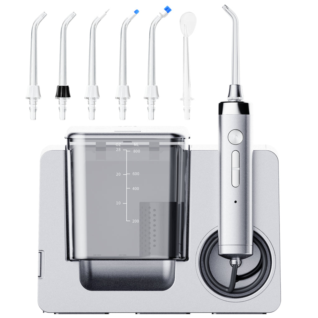 MySmile LP233 PRO 800ML Countertop Water Dental Flosser w/ Water Purifying Light Electric Power Oral Irrigator for Teeth Braces 6 Jet Tips