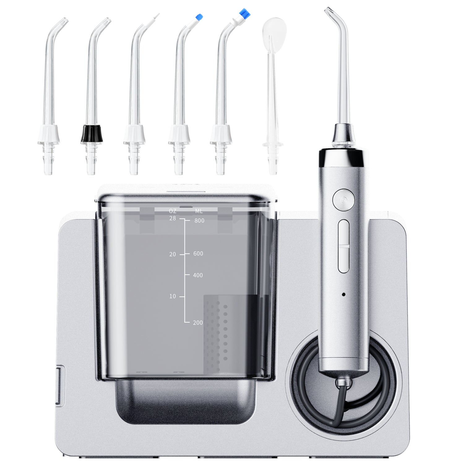 MySmile LP233 PRO 800ML Countertop Water Dental Flosser w/ Water Purifying Light Electric Power Oral Irrigator for Teeth Braces 6 Jet Tips