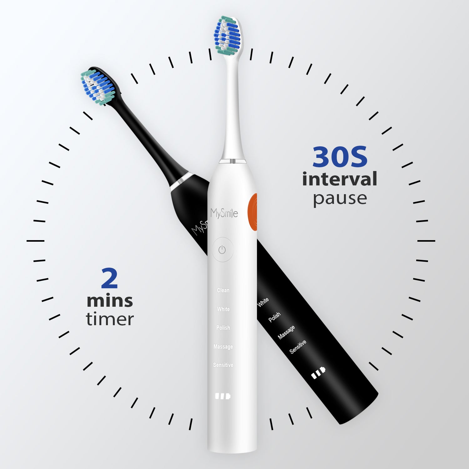 MySmile Ultrasonic Rechargeable Electric Toothbrush 6 Heads Warranty 1 Year