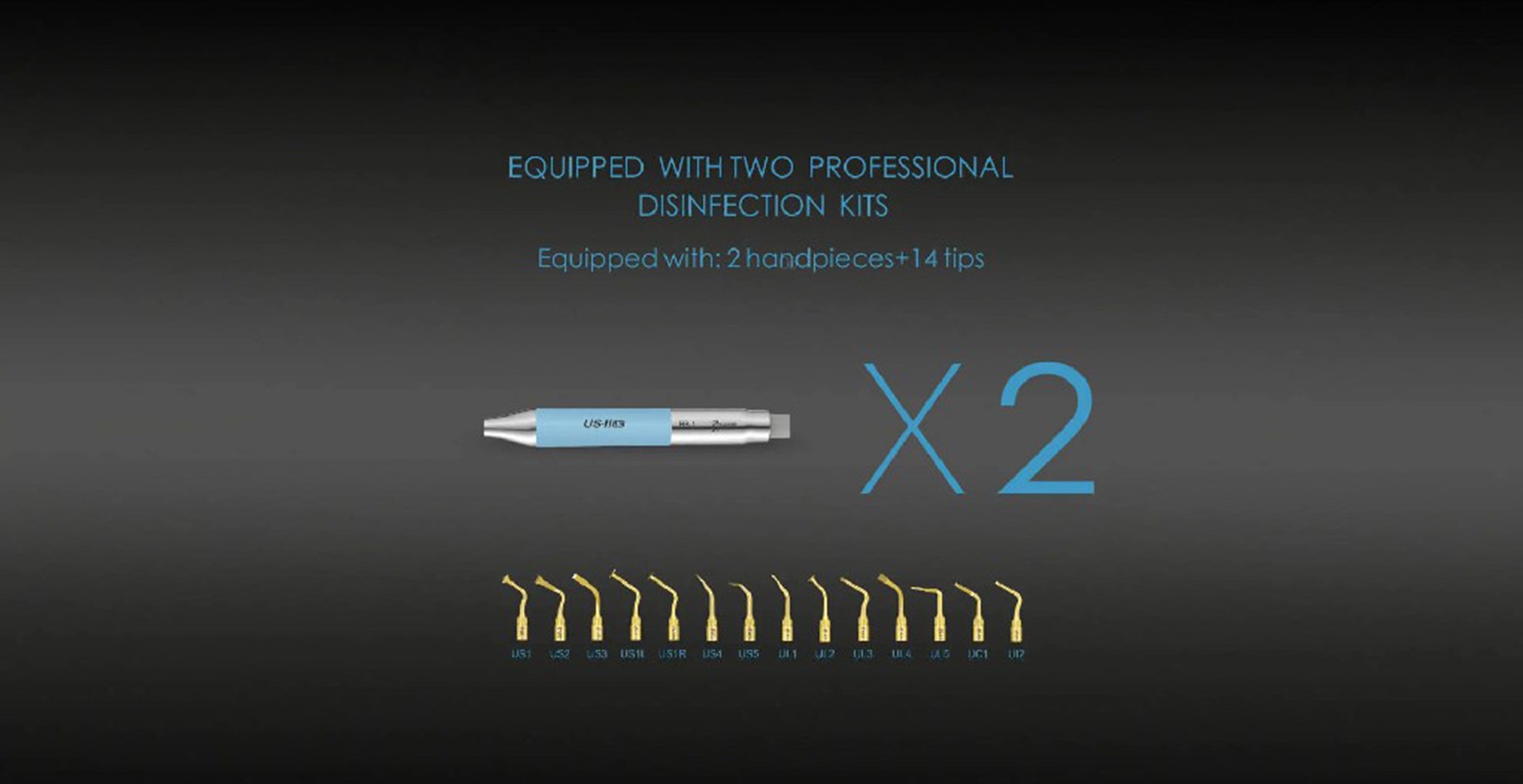 Woodpecker Ultrasurgery US-II LED Piezo Bone Surgery 2 x LED Handpiece 14 Tips