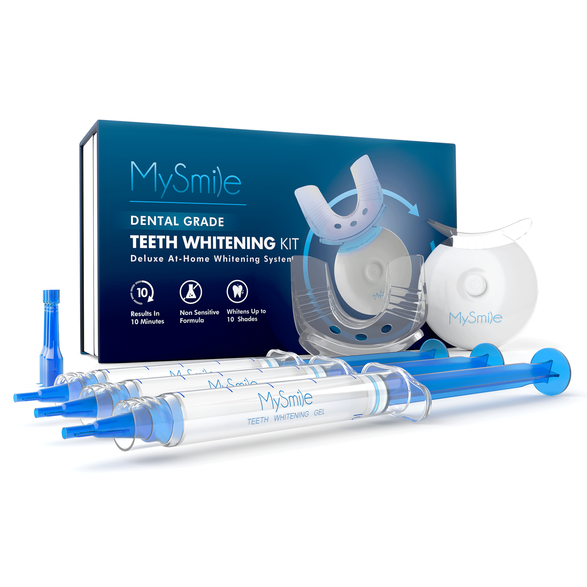 MySmile 35% Carbamide Peroxide Teeth Whitening Kit with Light Tray, 3*3ml Bleaching Gels, Tooth Whitener