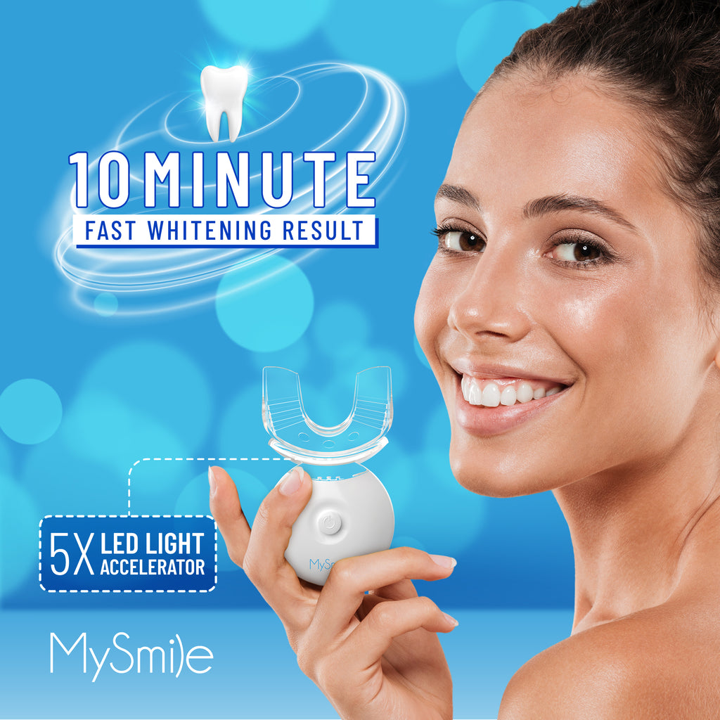 MySmile 35% Carbamide Peroxide Teeth Whitening Kit with Light Tray, 3*3ml Bleaching Gels, Tooth Whitener