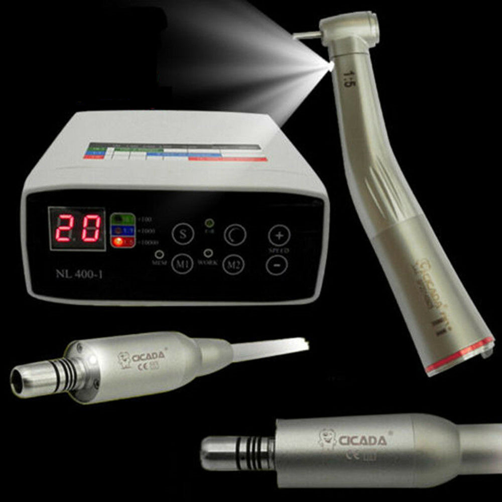 CICADA Dental Electric Micro Motor +1:1/1:5/16:1 Firber Optic Handpiece Contra Angle