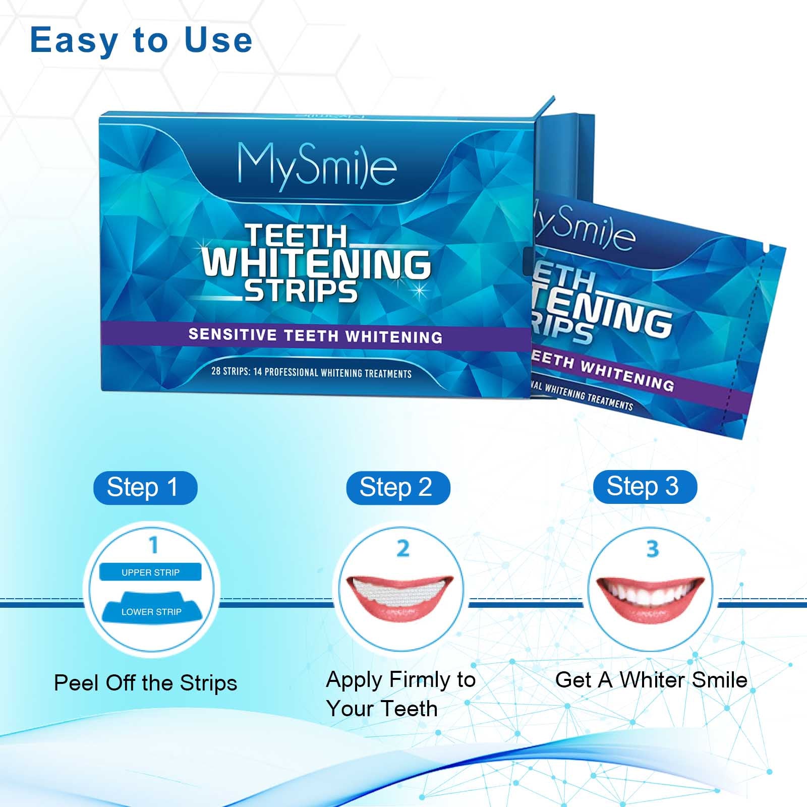 MySmile 6% Hydrogen Peroxide Teeth Whitening Strips (Dry White Strips)