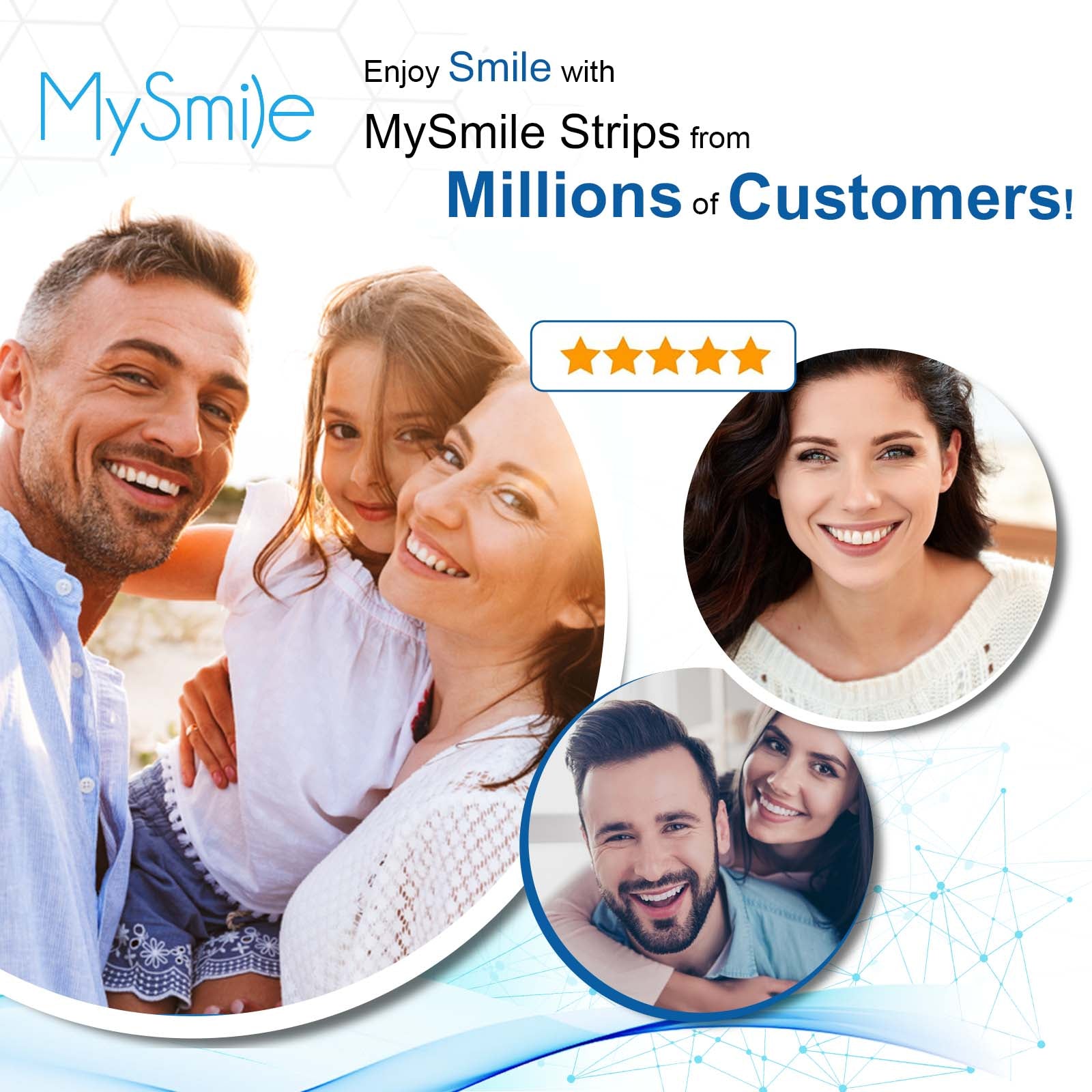 MySmile 6% Hydrogen Peroxide Teeth Whitening Strips (Dry White Strips)
