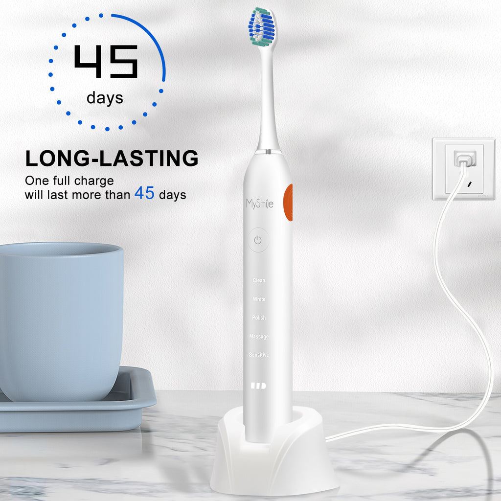 MySmile Ultrasonic Rechargeable Electric Toothbrush 6 Heads Warranty 1 Year
