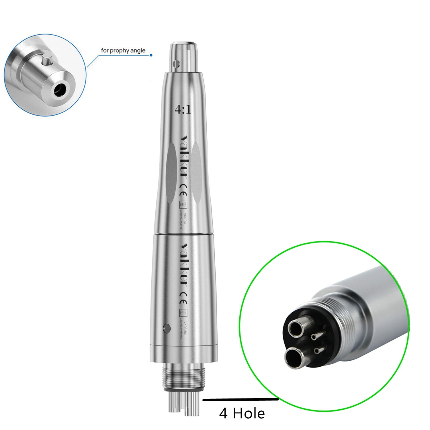 Vakker® Dental Hygiene 4 Hole Prophy Air Motor + 4:1 Straight Reduction Handpiece Set