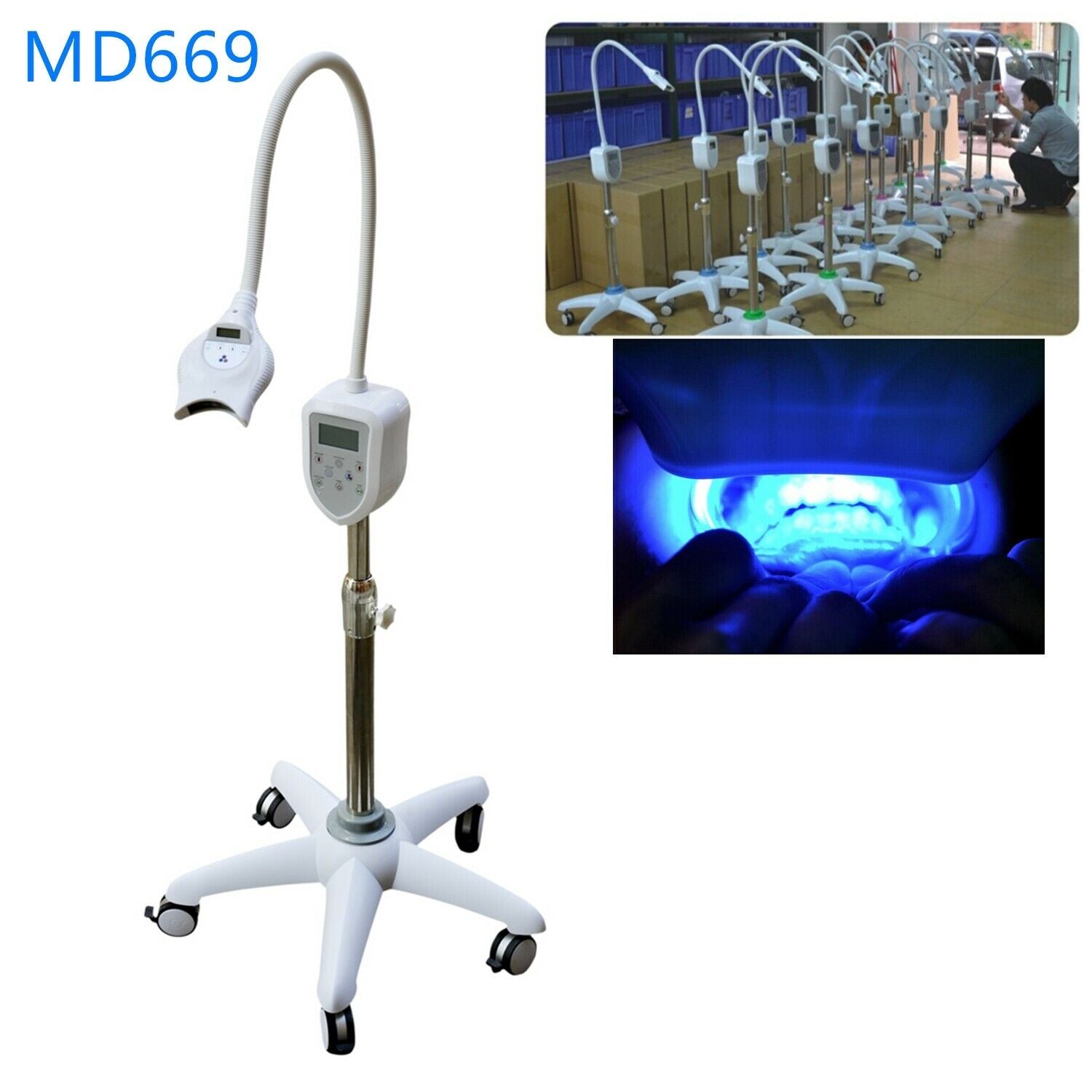 Upgraded Dental Mobile Teeth Whitening Machine MD669 LED Light Bleaching Lamp with 2 Dental Goggles