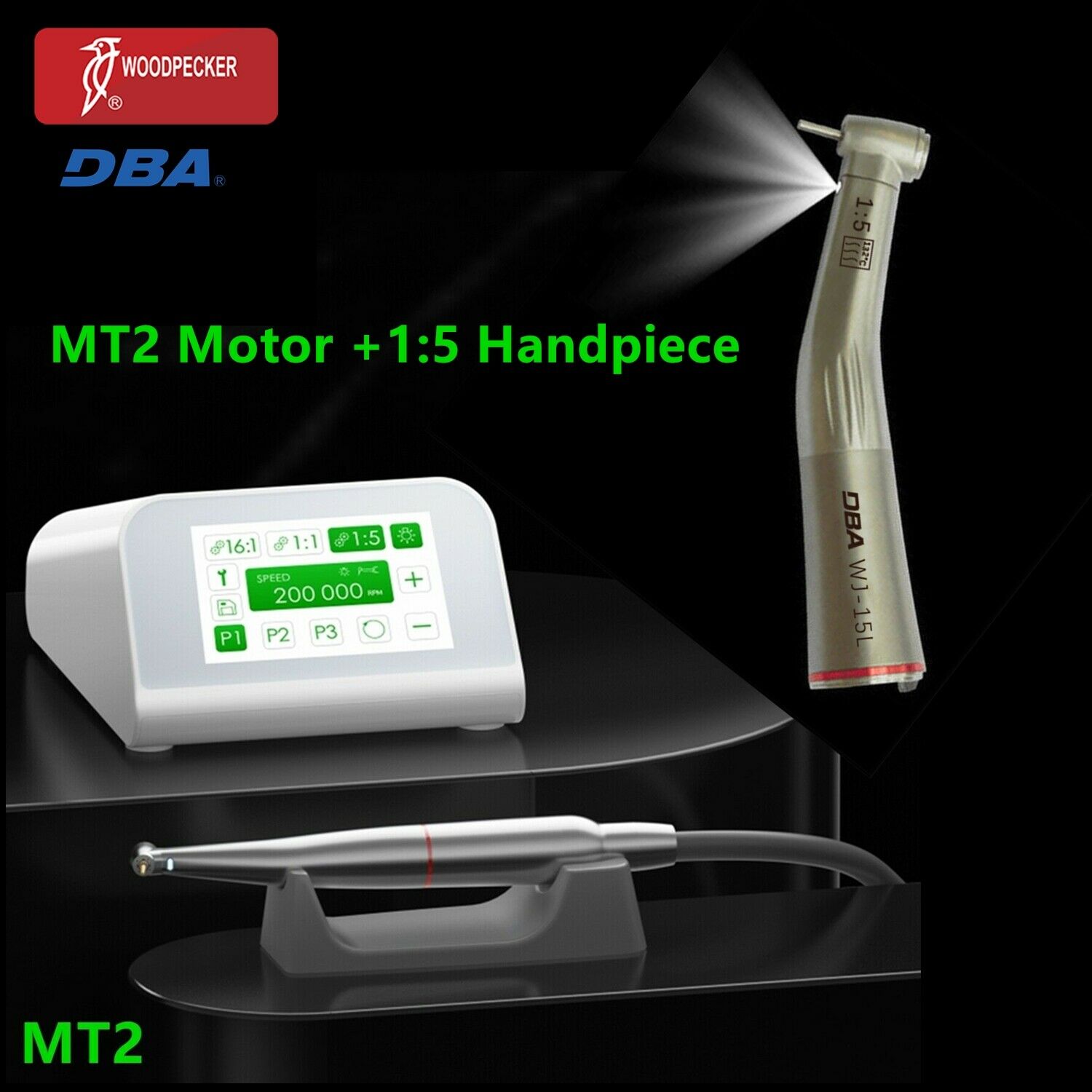Woodpecker DBA MT2 & MT3  Dental Brushless Surgical Electric MicroMotor w/1:5 e type electric handpiece