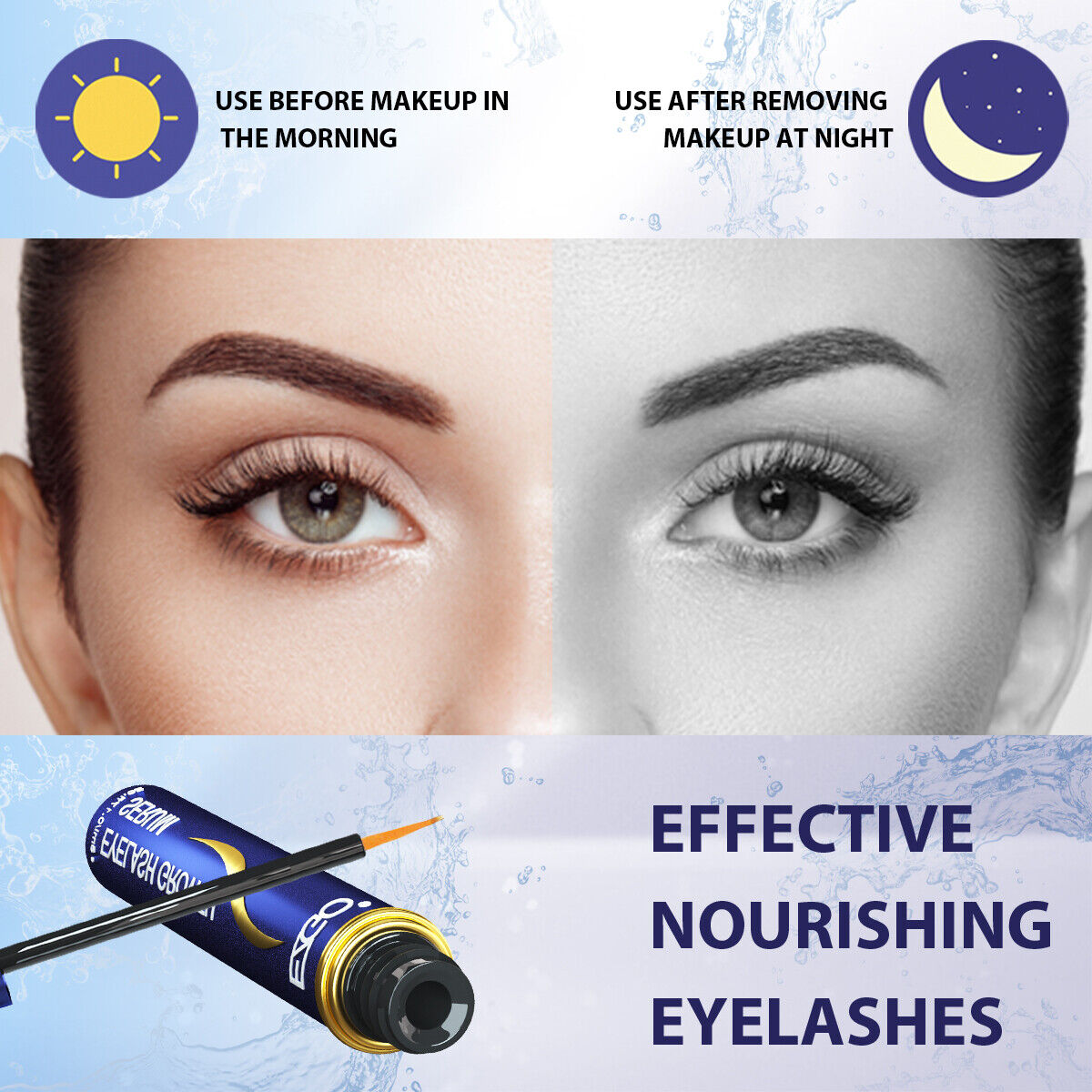 EZGO 5ml Eyelash Eyebrow Growth Enhancing Serum Thicker Longer Eye Lash Rapid Fast